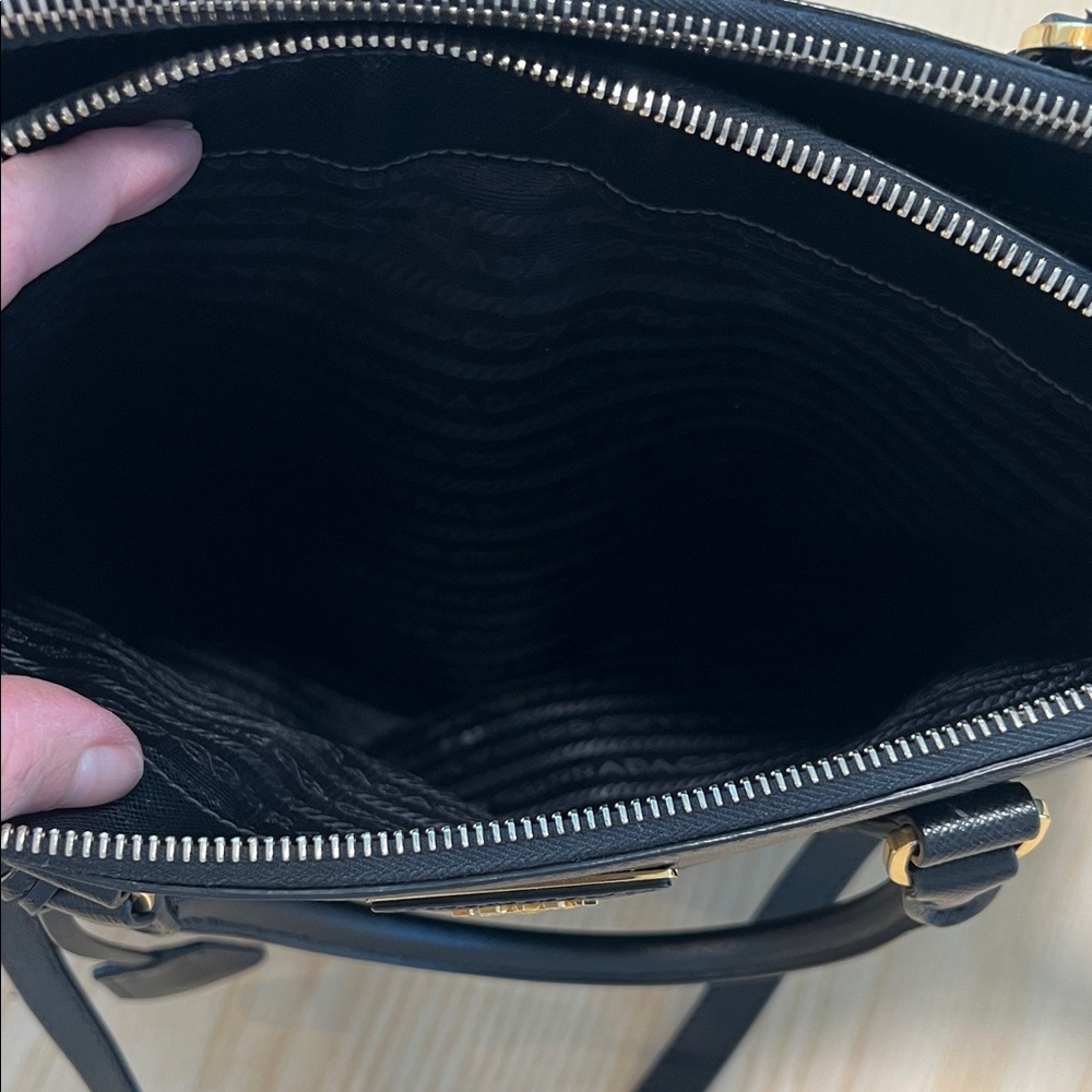 Prada Black Leather Satchel with Gold Accents - Picture 9 of 10